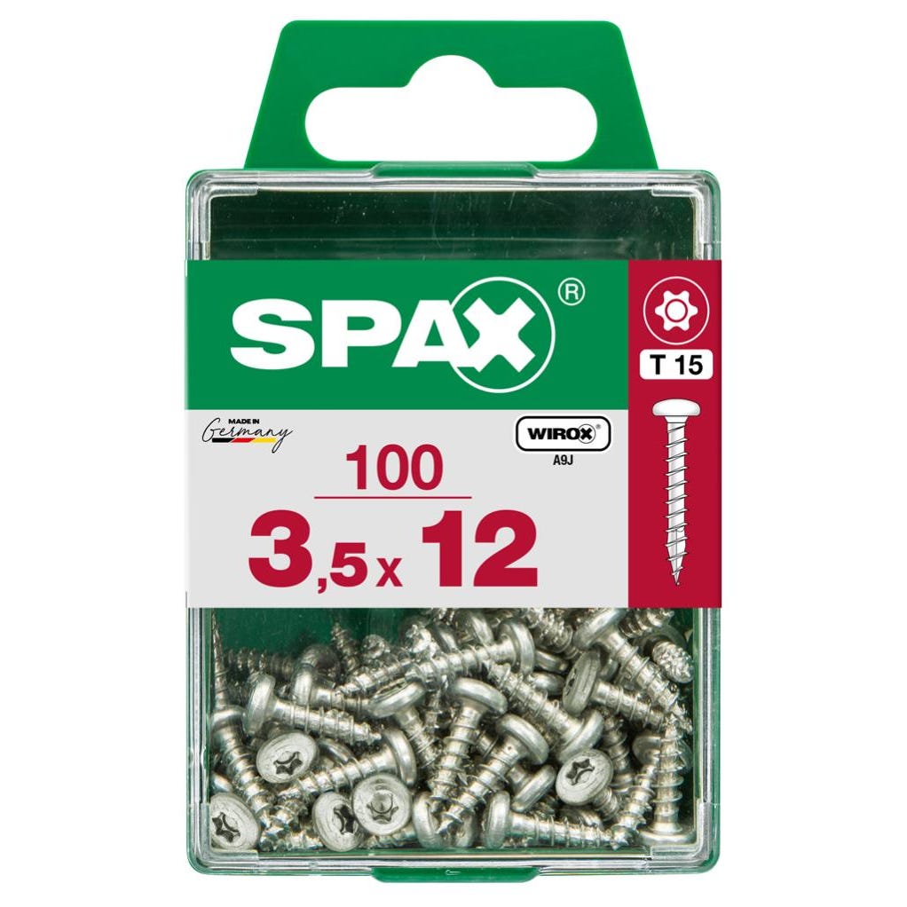 Lot de 100 vis acier tête ronde torx SPAX, Diam.3.5 mm x L.12 mm 2