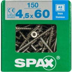 Lot de 150 vis inox tête fraisée torx SPAX, Diam.4.5 mm x L.60 mm 3