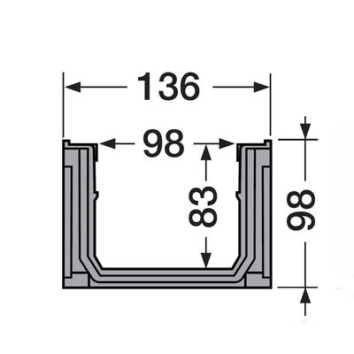 NICOLL Caniveau 1m grille acier galvanisé A15 largeur 130 1