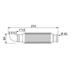 Siphon pour évier - WIRQUIN - Longueur 274 mm - Diamètre 40 mm 2