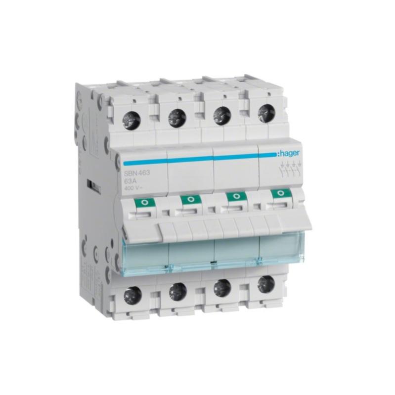 Hager - SBN463 - Interrupteur modulaire 4P 63A