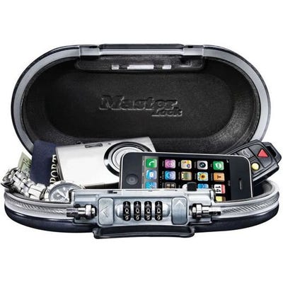 MASTER LOCK Mini-coffre de rangement portable pour voyage avec cable de securite - Noir 5