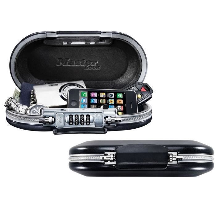 MASTER LOCK Mini-coffre de rangement portable pour voyage avec cable de securite - Noir 6