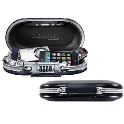 MASTER LOCK Mini-coffre de rangement portable pour voyage avec cable de securite - Noir 6