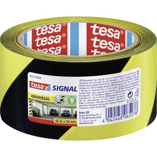 Bande adhésive de marquage tesa® SIGNAL tesa 58133-00000-00 jaune, noir (L x l) 66 m x 50 mm acrylate 1 pc(s) 0
