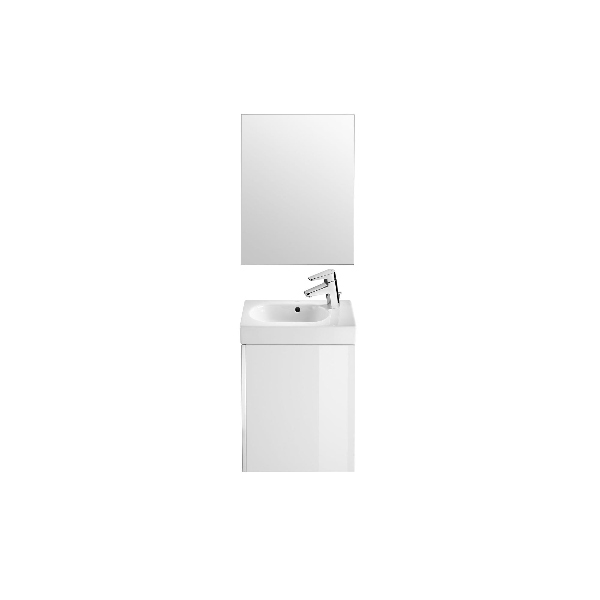 Meuble + lave-mains + miroir 45cm ROCA MINI - Blanc brillant 1