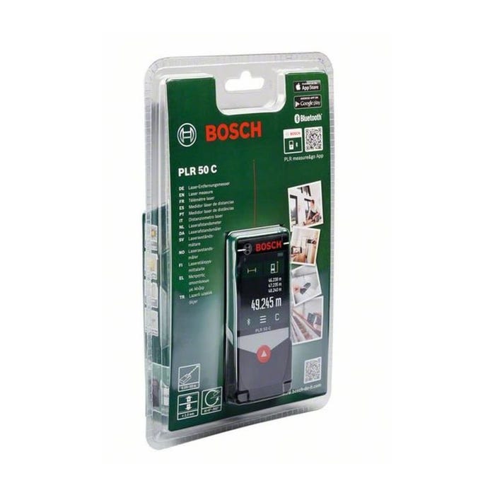 Telemetre laser numerique Bosch - PLR 50 C Livre avec 3 batteries 1,5 V LR03, Dragonne, Housse de protection 1