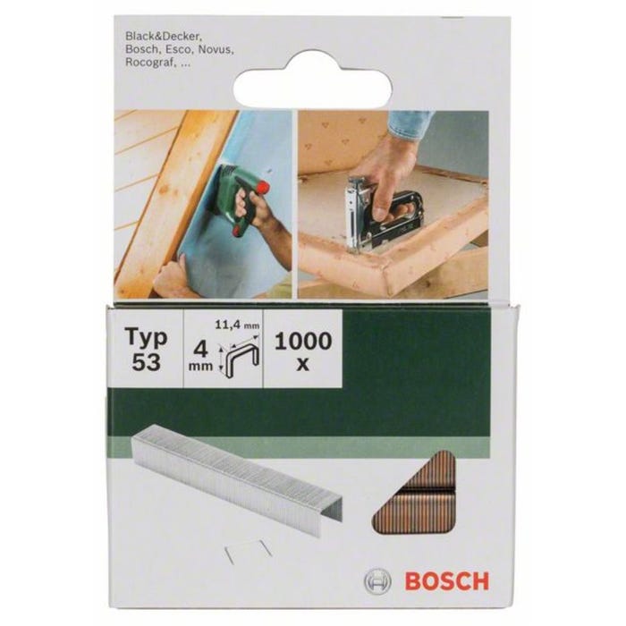 Déstock - Bosch Home And Garden – Un Set De 1000 Agrafes 10mm Type 53 Pour Agrafeuses Bosch Home And Garden Ptk 3.6v 3