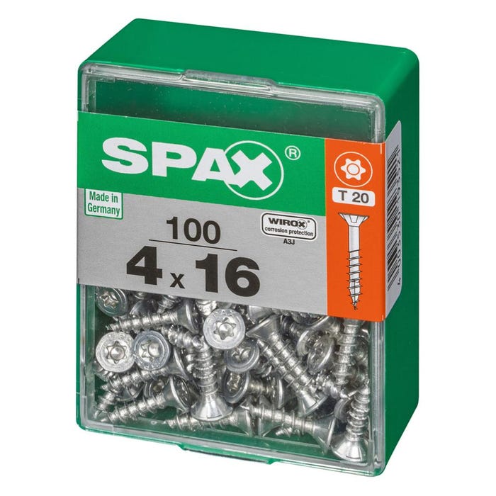 Lot de 100 vis acier tête autofraisée plate SPAX, Diam.4 mm x L.16 mm 2