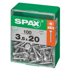 Lot de 100 vis acier tête autofraisée plate SPAX, Diam.3.5 mm x L.20 mm 2