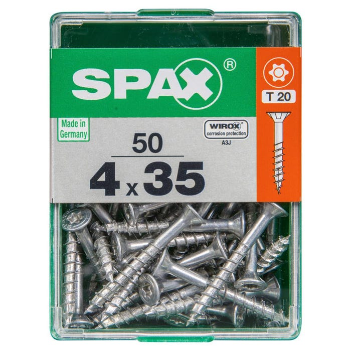 Lot de 50 vis acier tête autofraisée plate SPAX, Diam.4 mm x L.35 mm 1