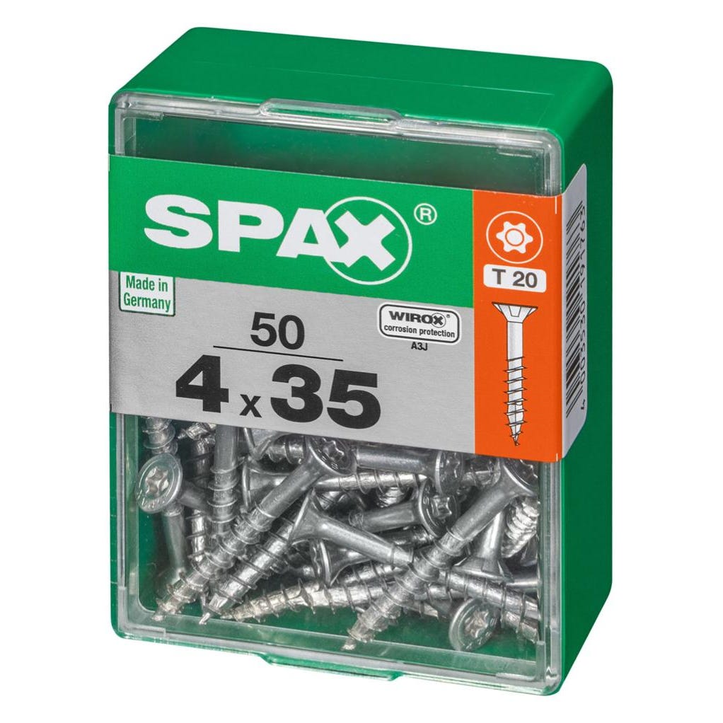 Lot de 50 vis acier tête autofraisée plate SPAX, Diam.4 mm x L.35 mm 2