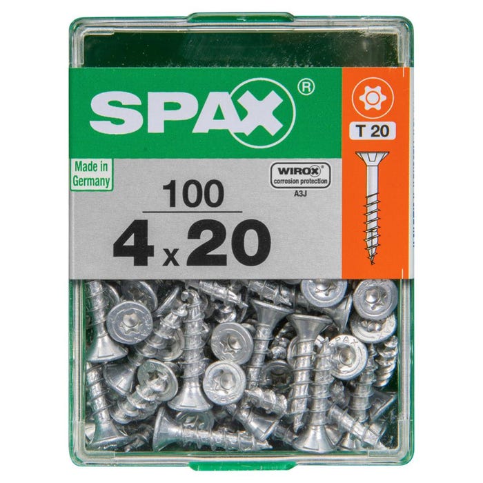 Lot de 100 vis acier tête autofraisée plate SPAX, Diam.4 mm x L.20 mm 1