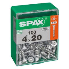 Lot de 100 vis acier tête autofraisée plate SPAX, Diam.4 mm x L.20 mm 0