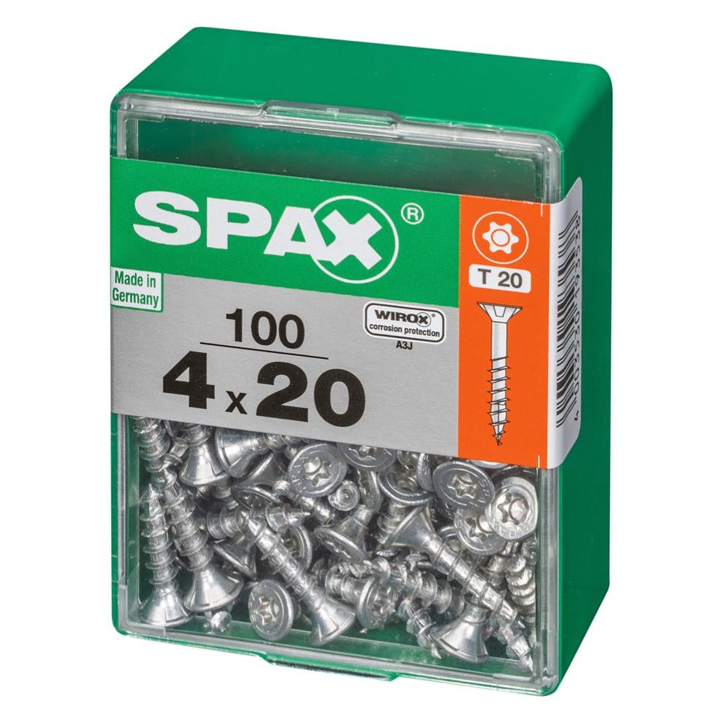 Lot de 100 vis acier tête autofraisée plate SPAX, Diam.4 mm x L.20 mm 2