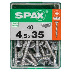 Lot de 40 vis acier tête autofraisée plate SPAX, Diam.4.5 mm x L.35 mm 1
