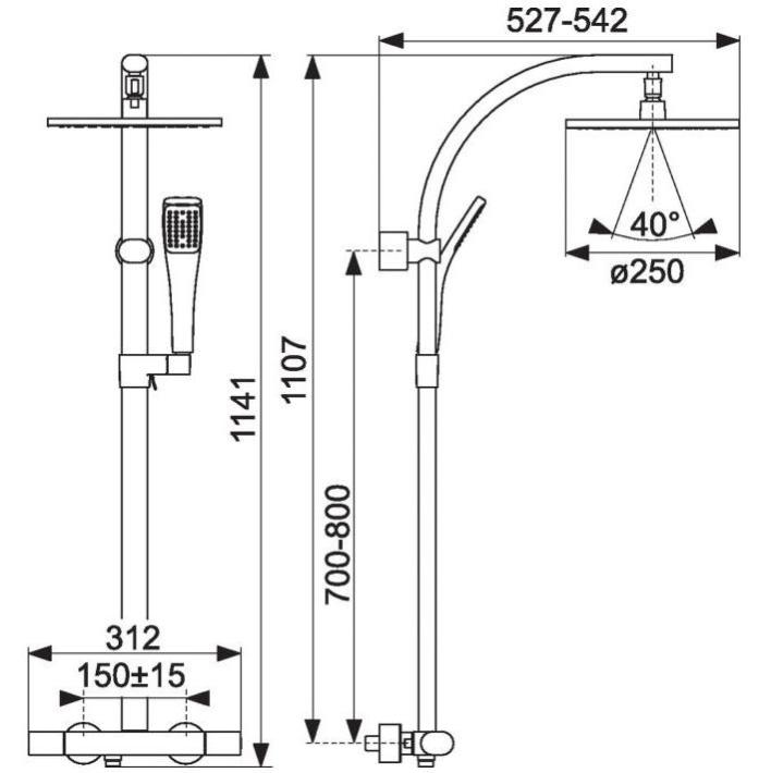 Colonne de douche Oblo 10 l/mn Jacob Delafon