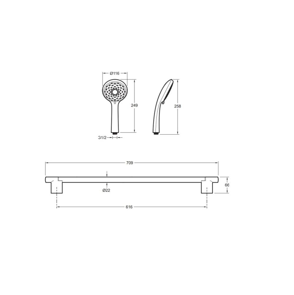 JACOB DELAFON Douchette 3 jets Awaken organic avec barre de douche et porte savon
