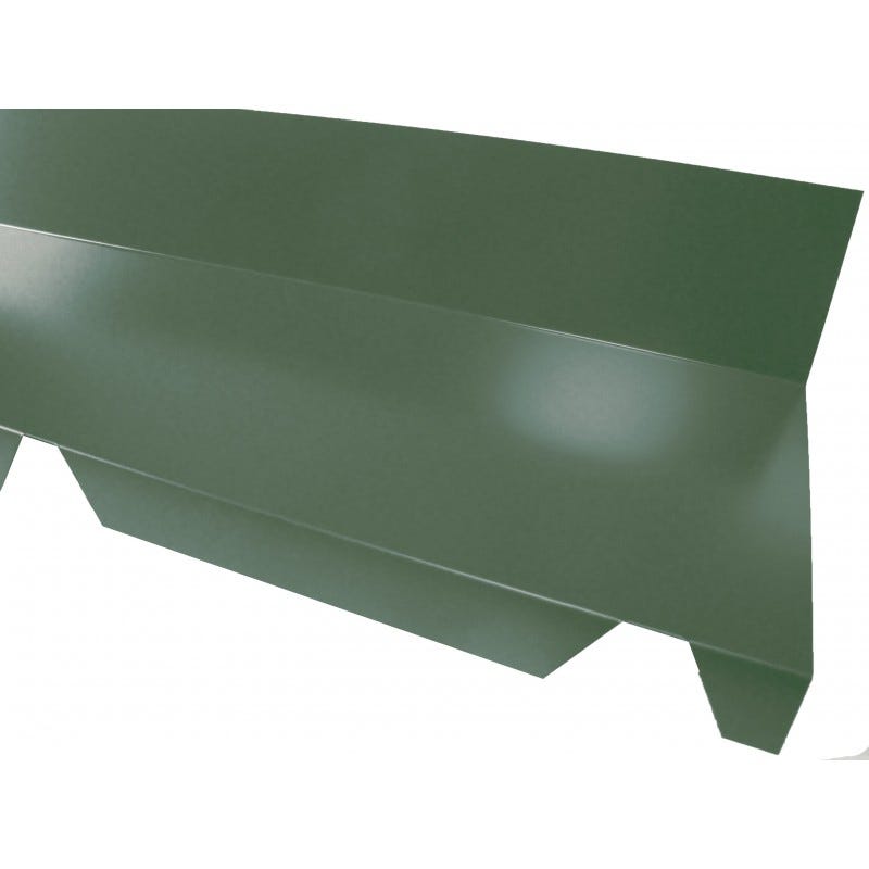 Faitière crantée contre mur pour bac acier 1045 - Vert 6009, H : 120 mm, l : 225 mm, L : 2100mm 0
