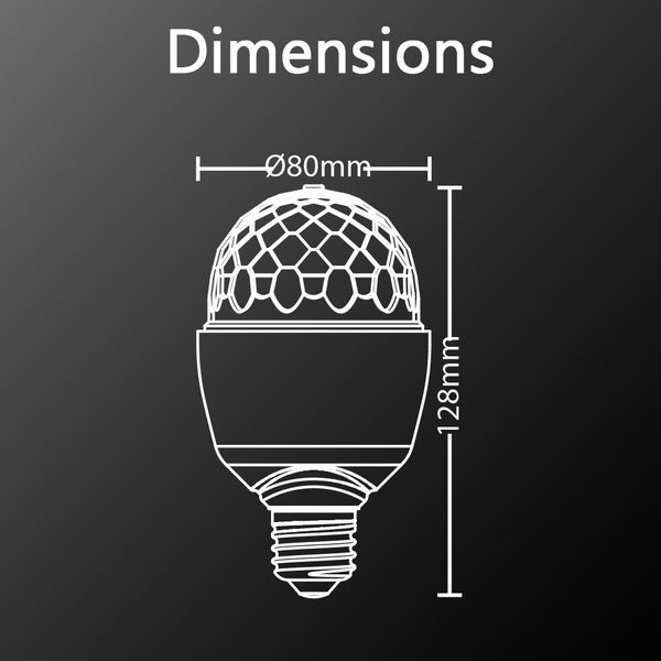 Ampoule LED disco à tête rotative, culot E27, conso. 3W cons., lumière RVB 3