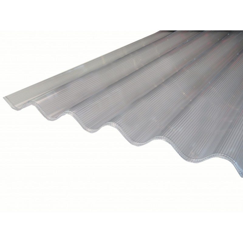 Plaque de polycarbonate ondulé alvéolaire (177/51 mm) Clair, 1.52m, l : - 92cm, E : 6 mm 0