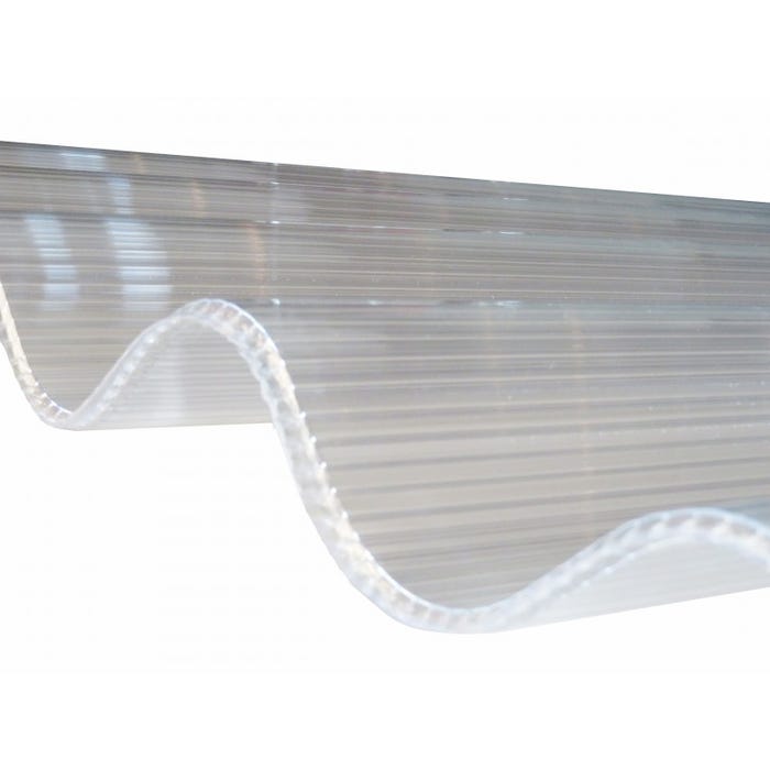 Plaque de polycarbonate ondulé alvéolaire (177/51 mm) Clair, 1.52m, l : - 92cm, E : 6 mm 2