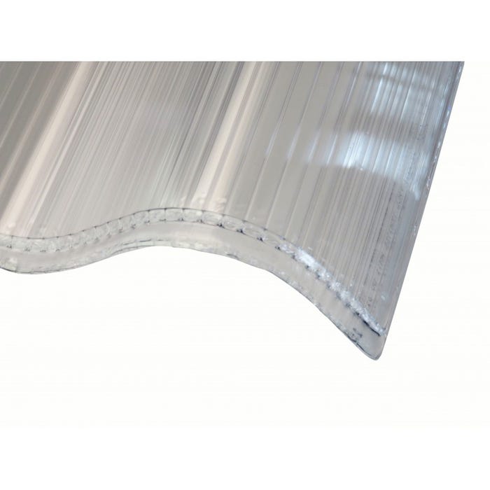 Plaque de polycarbonate ondulé alvéolaire (177/51 mm) Clair, 2m, l : - 92cm, E : 6 mm 3