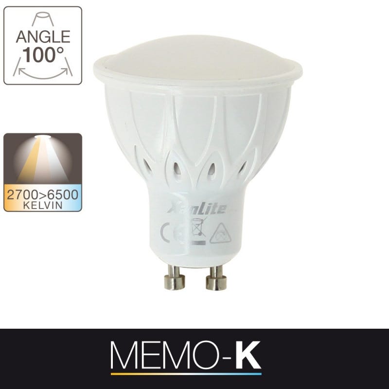 Xanlite - Ampoule LED spot, culot GU10, 6,5W cons. (50W eq.), couleur de lumière variable - SG50SCCT 1