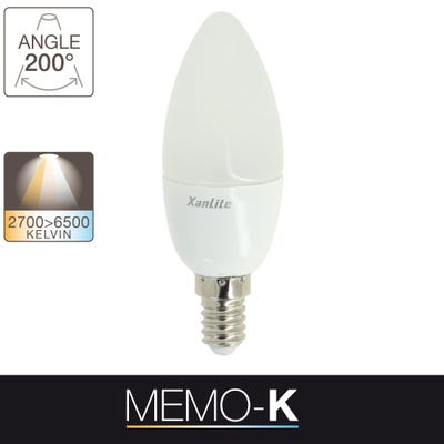 Ampoule LED flamme, culot E14, 6W cons. (40W eq.), CCT température de lumière variable 2700k - 6000k