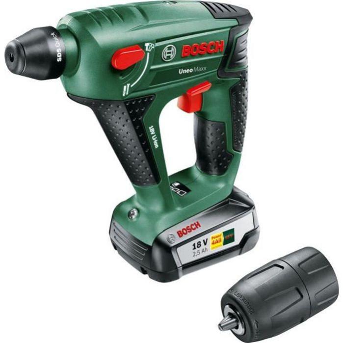 Bosch 060395230f uneo maxx perforateur sans fil technologie syneon avec batterie/adaptateur pour forets 18 v 2,5 ah