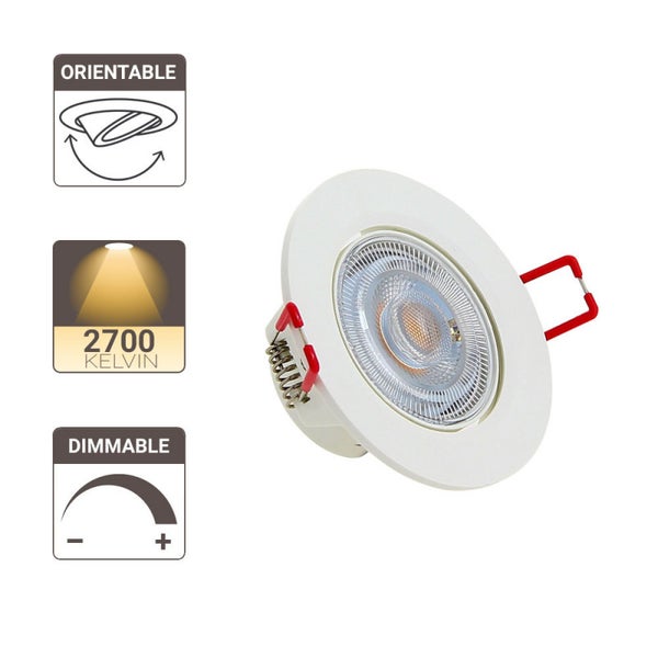 Xanlite - Lot de 3 Spots Encastrable LED Intégrés - Dimmable et Orientable - cons. 5W (eq. 50W) - 345 lumens - Blanc chaud - PACK3SEL345D 3