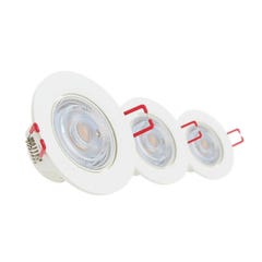 Xanlite - Lot de 3 Spots Encastrable LED Intégrés - Dimmable et Orientable - cons. 5W (eq. 50W) - 345 lumens - Blanc neutre - PACK3SEL345CWD