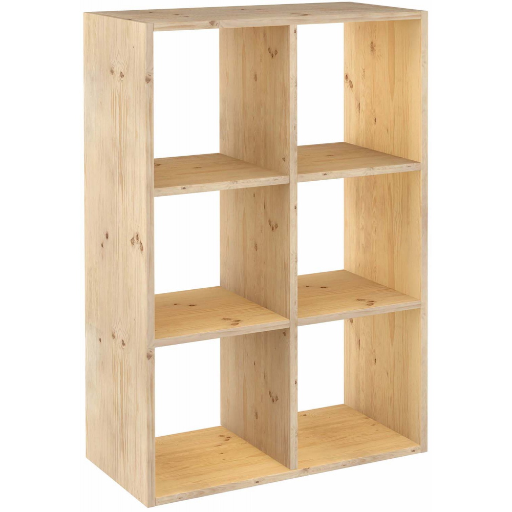 Étagère cubes en bois brut Dinamic 6 cases Astigarraga