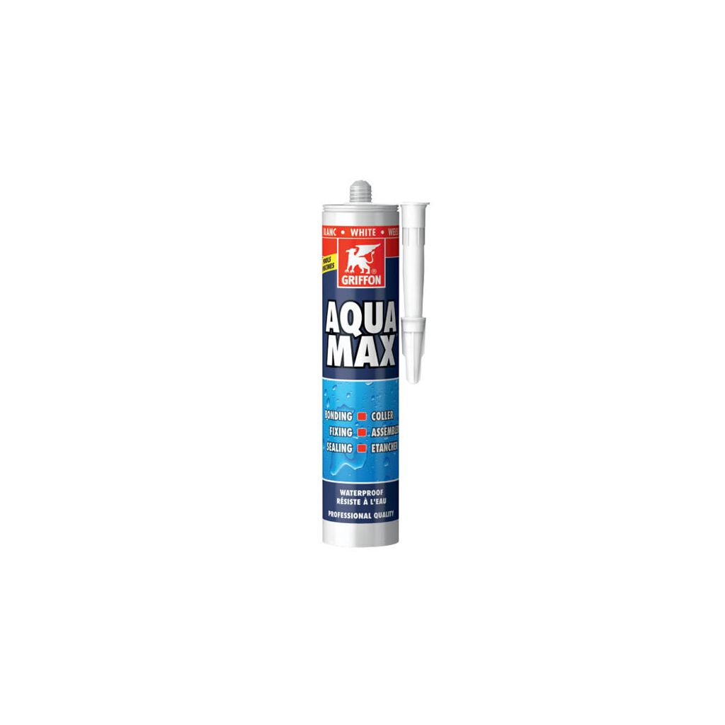 Mastic/Colle AQUA MAX résistant à l'eau blanc cartouche 425g