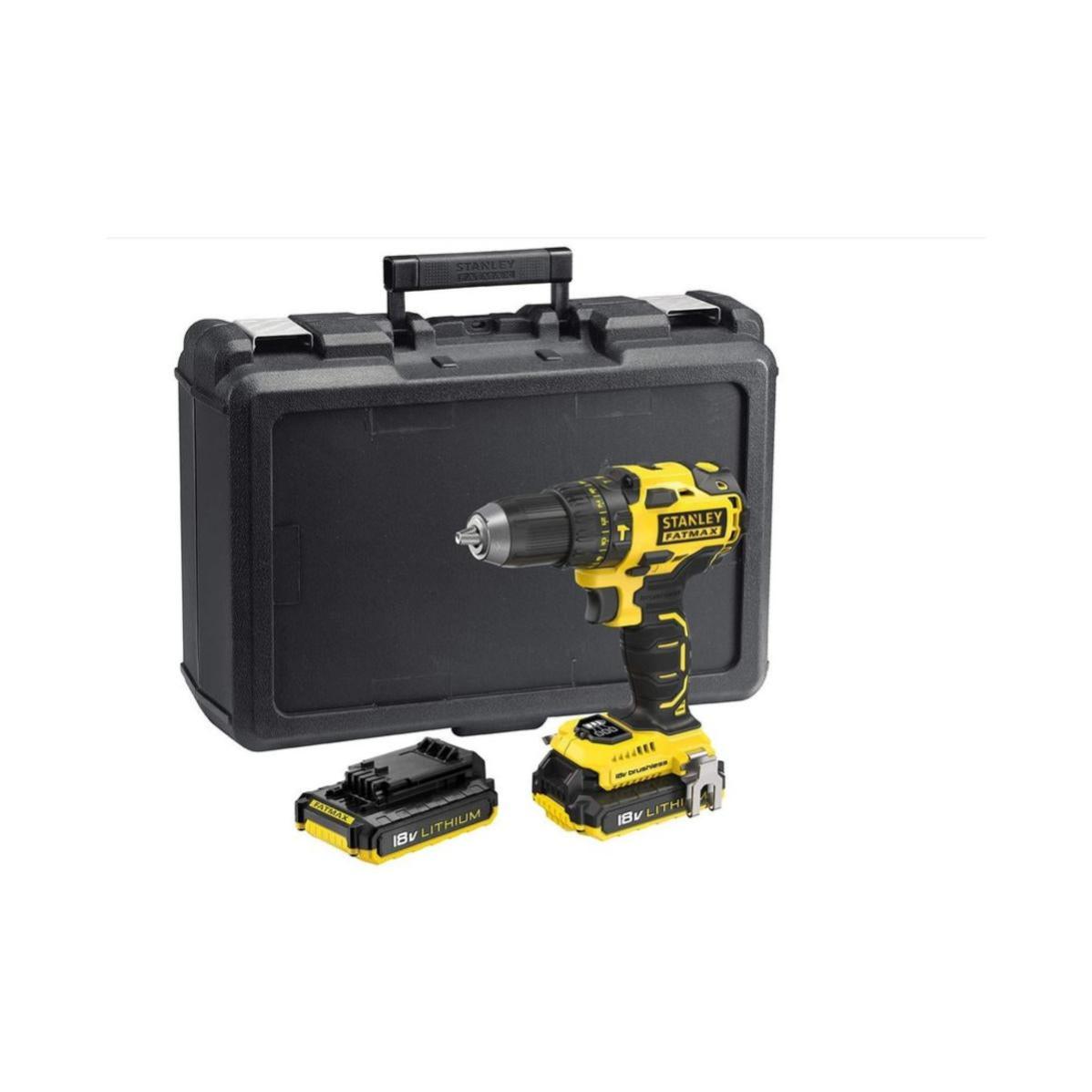 Perceuse visseuse à percussion brushless 18V + 2 batteries 2 Ah + chargeur + coffret - STANLEY FATMAX - FMC627D2