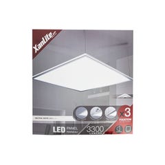 Plafonnier LED carré - cons. 42W - 3300 lumens - Blanc neutre - 3 modes de fixation 4