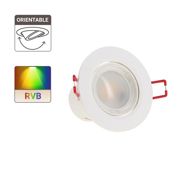 Spot Encastrable LED Intégré - RGB - Orientable - cons. 6,8W (eq. 40W) - 345 lumens - Blanc chaud 4