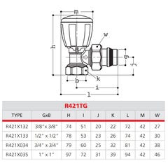 Robinet de radiateur thermostatique équerre 3/8'' - GIACOMINI - R421X132 1