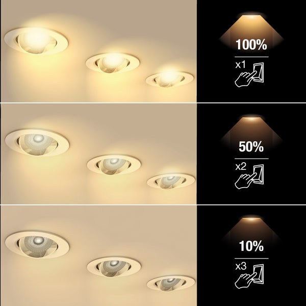 Spot Encastrable LED Intégré - Dimmable par switch - Orientable - cons. 6W (eq. 50W) - 400 lumens - Blanc chaud 1