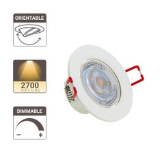 Spot Encastrable LED Intégré - Dimmable par switch - Orientable - cons. 6W (eq. 50W) - 400 lumens - Blanc chaud 4