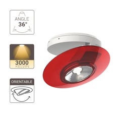 Xanlite - Spot en saillie LED - Orientable - Bague Rouge - cons. 4,5W (eq. 40W) - 300 lumens - Blanc chaud - SPESR350 2