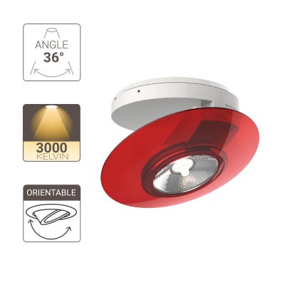 Xanlite - Spot en saillie LED - Orientable - Bague Rouge - cons. 4,5W (eq. 40W) - 300 lumens - Blanc chaud - SPESR350 2
