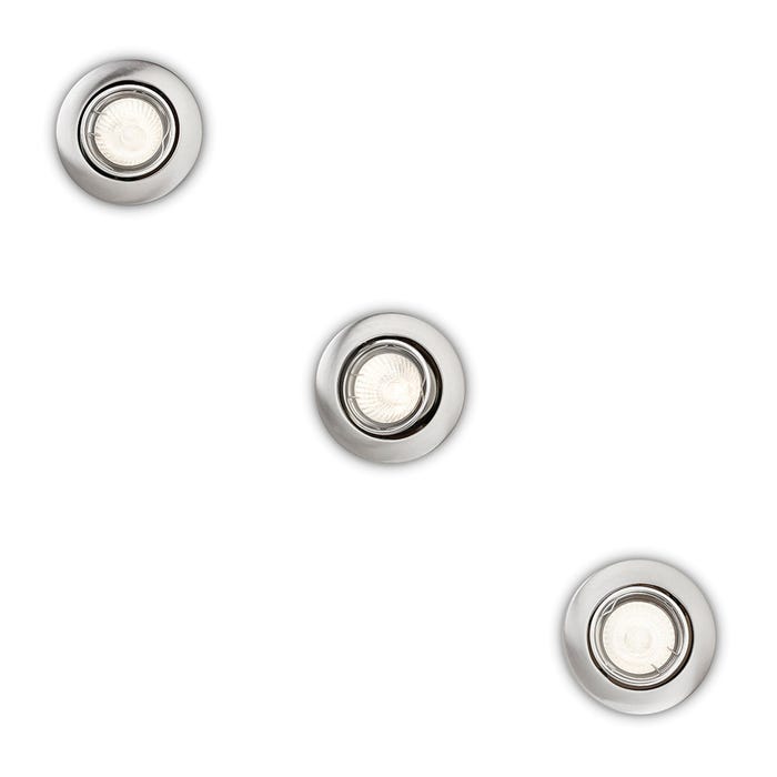 Set de 3 anneaux encastrables inclinables PHILIPS - GU10 - 9 cm - chrome mat - 93513 3