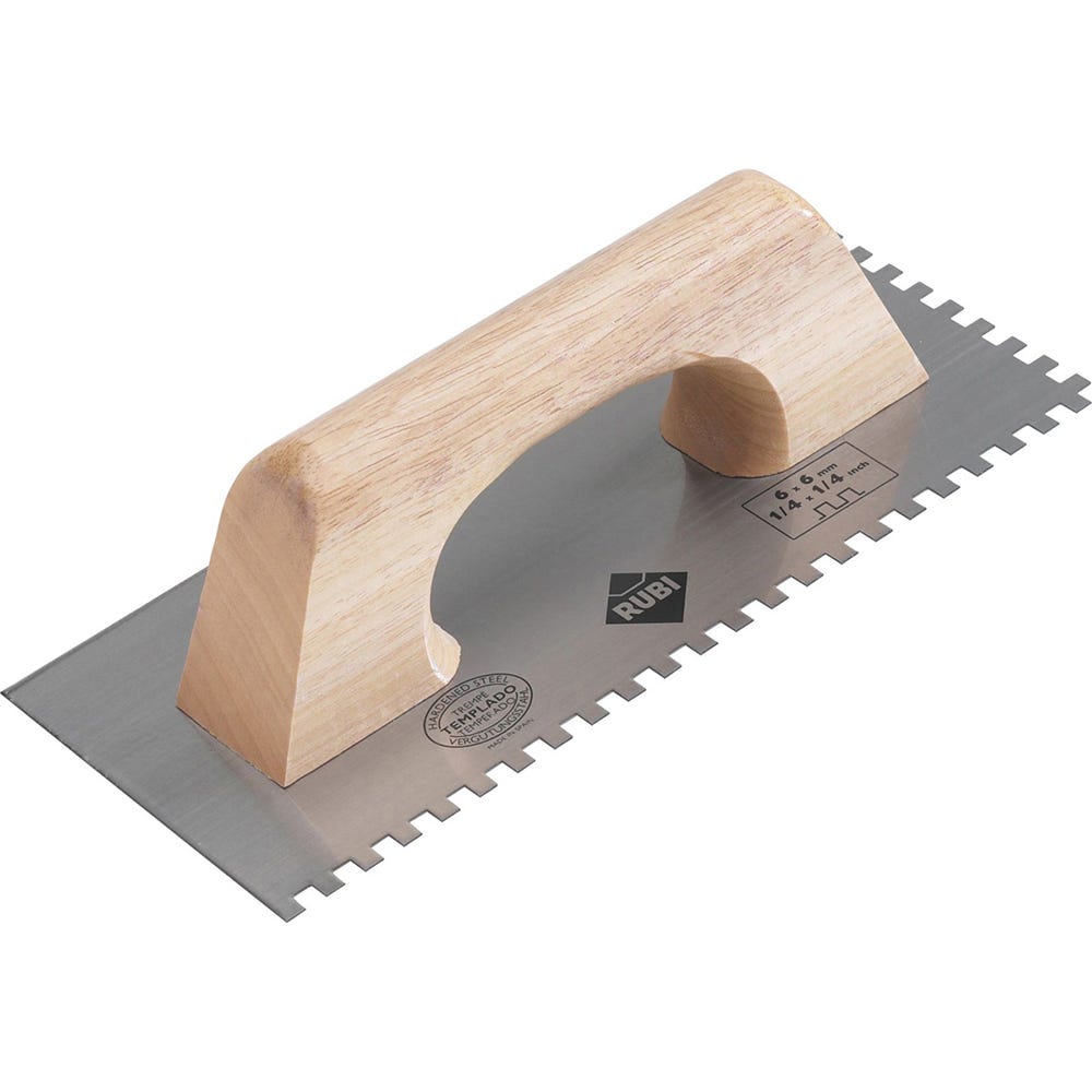 Peigne à colle avec manche bois fermé 48x15 cm - Modèle 10x10 mm - Acier 4