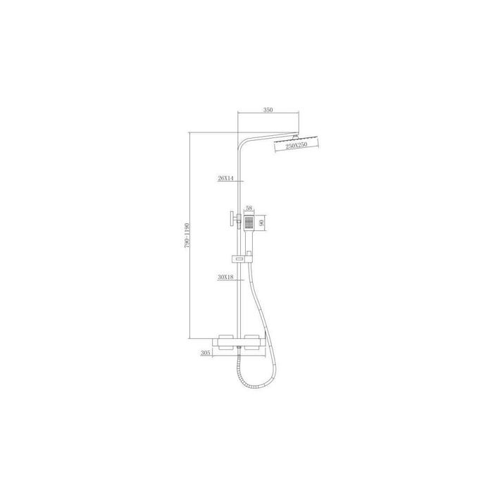 ROUSSEAU Colonne de douche avec robinet mitigeur mécanique Hawera Cuadrado - Chromé 3