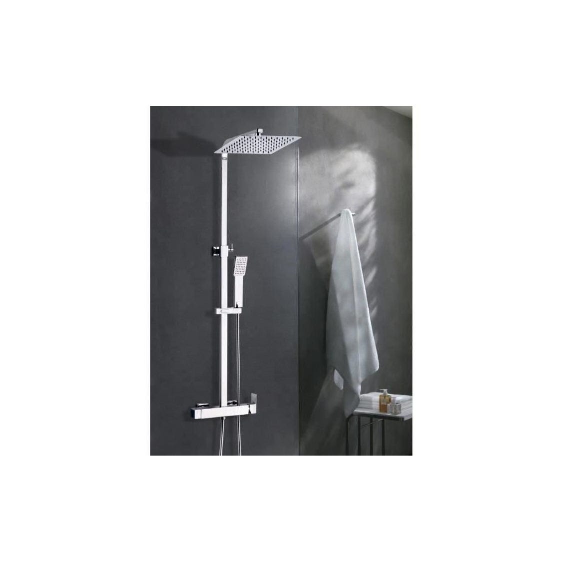 ROUSSEAU Colonne de douche avec robinet mitigeur mécanique Hawera Cuadrado - Chromé 2