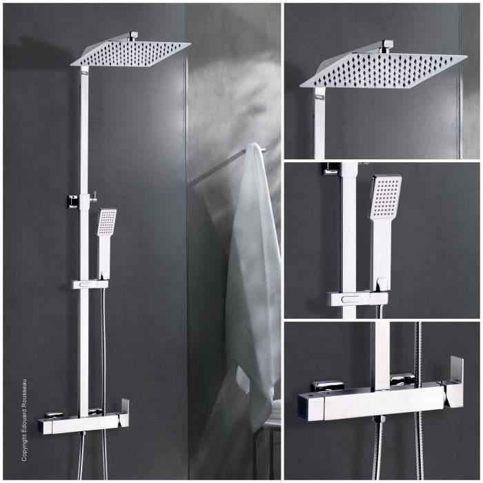 ROUSSEAU Colonne de douche avec robinet mitigeur mécanique Hawera Cuadrado - Chromé 4