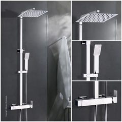 ROUSSEAU Colonne de douche avec robinet mitigeur mécanique Hawera Cuadrado - Chromé 4
