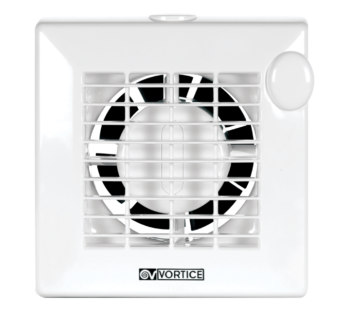 Extracteur hélicoïde universel Diam 100mm 230VAC 18W débit 90m3/h fonction tempo couleur blanc Punto à palier Vortice