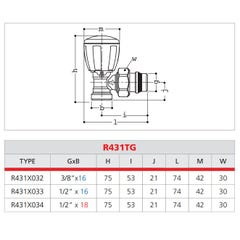 Robinet de radiateur droit 1/2 D16 - GIACOMINI - R432X033 2